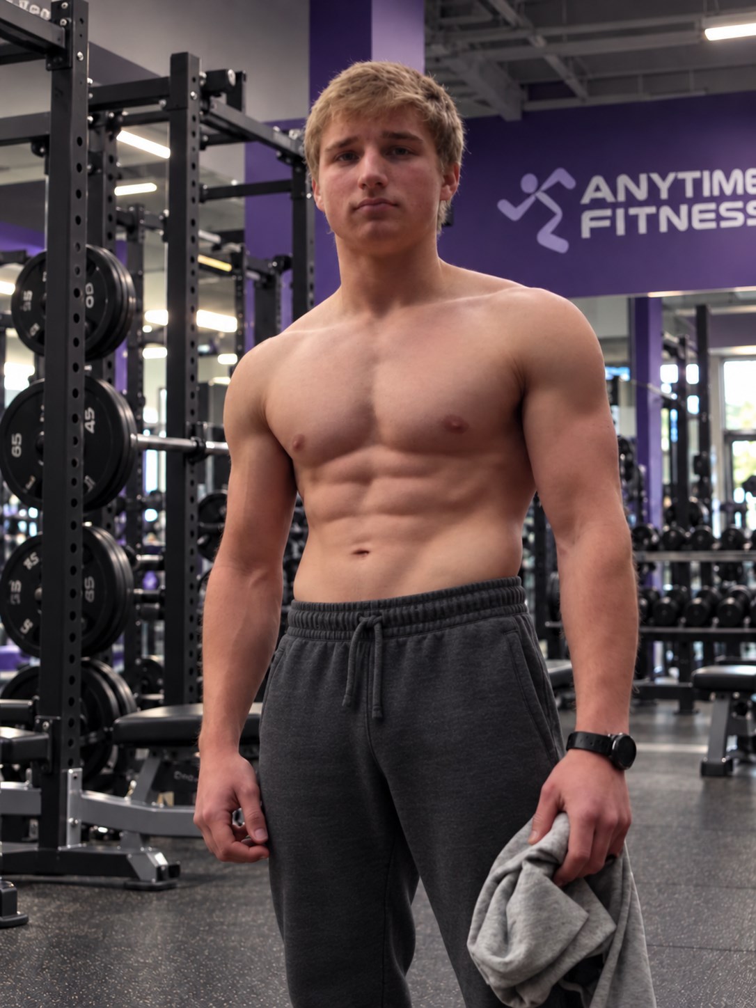 Dee standing in a gym setting